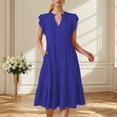 thumbnail image 2 of asddcavvf Robes pour Femmes Robe Midi d'Été à Manches à Volants Col en V Mode 2024 Coupe Décontractée, 2 of 4