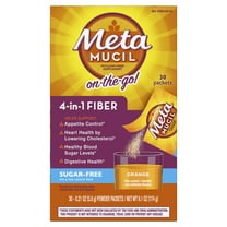 Metamucil Psyllium Husk Fiber Supplement for Digestive Health, Sugar Free, Orange, 30 Packets