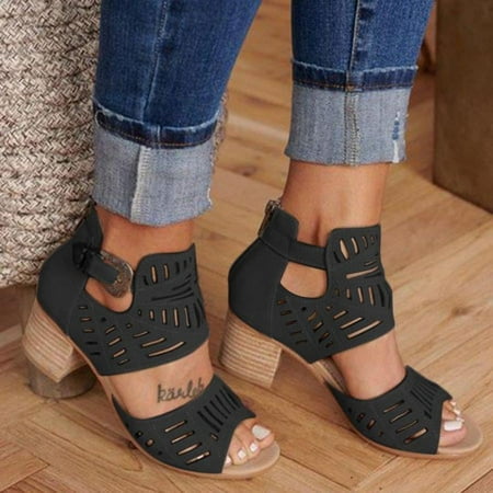

Womens Heeled Sandals Peep Toe Ankle Boots Chunky Heels V Cut Back Zipper Mid Heel Faux Suede Dress Pumps Shoes
