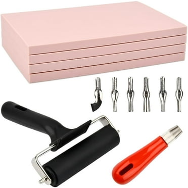 Linocut Rubber Stamp Pads and Carving Tools 4-Pack
