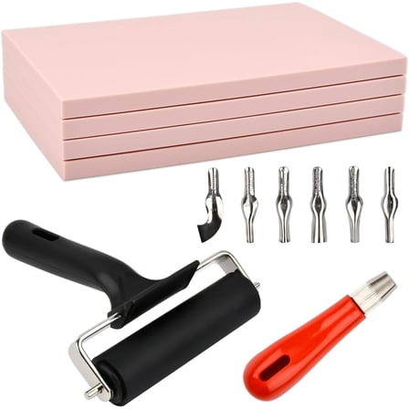 Linocut Rubber Stamp Pads and Carving Tools 4-Pack