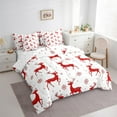 thumbnail image 3 of jejeloiu Wild Deer Twin Bedding Sets 7-Piece,Jungle Animal Bedding Comforter Set,Merry Christmas Snowflake Sheet Sets For Girl,Red White Home Decor Reversible, 3 of 8