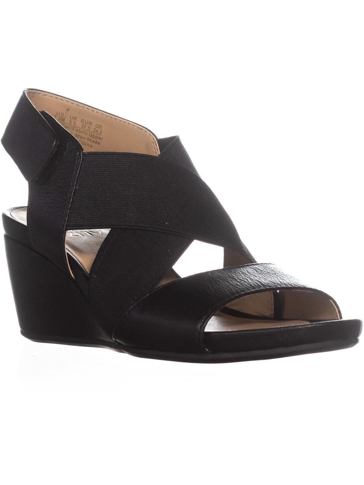 Womens naturalizer Cleo Wedge Strappy Sandals, Black Leather - Walmart.com