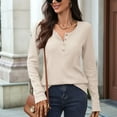 thumbnail image 5 of Women Blouses Slim Fit Button Down V Neck Henley Shirt  S, 5 of 8