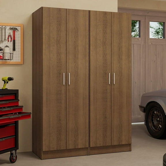 Madesa Garage Storage Cabinet with 4 Doors and 8 Shelves Wooden Unit – Rustic