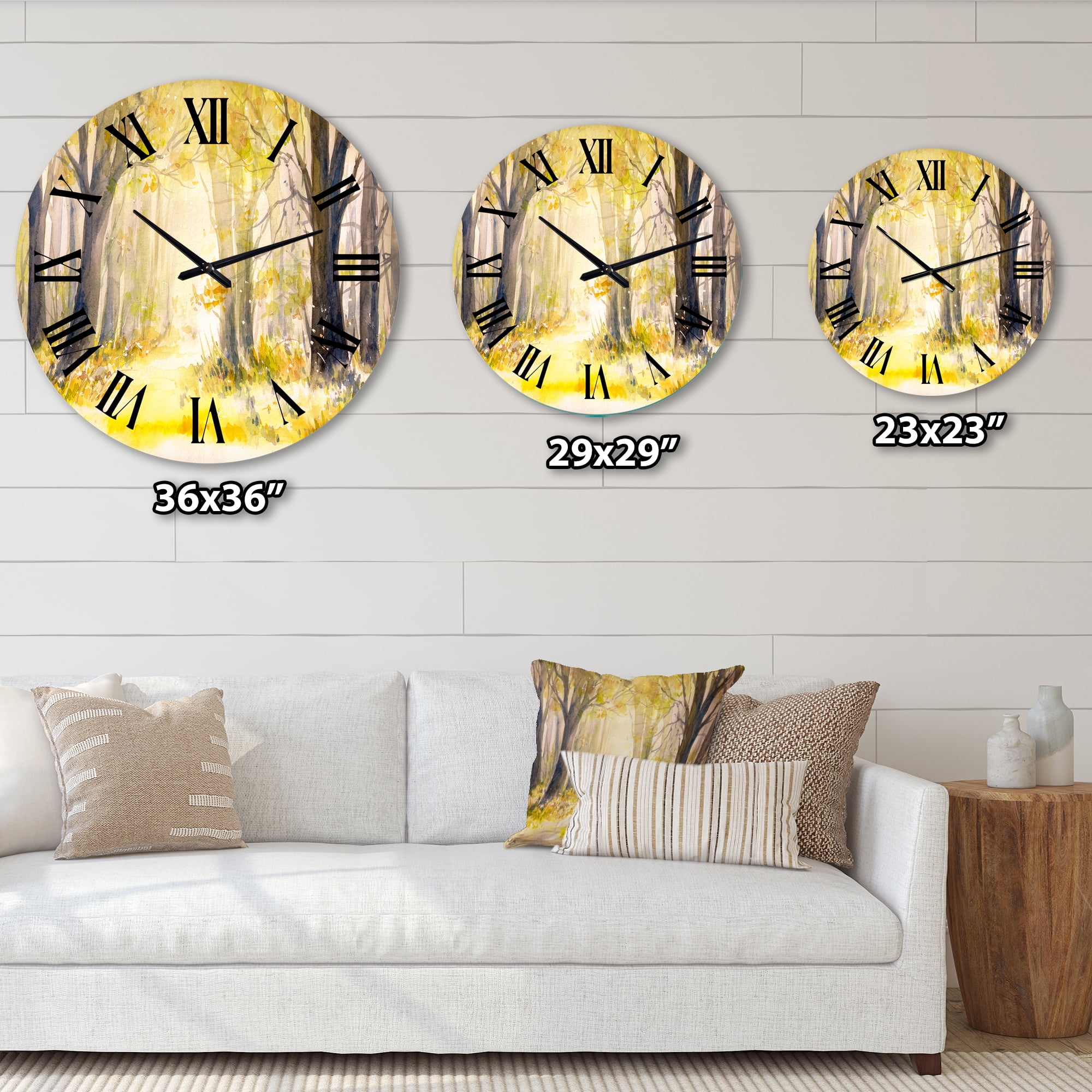 Designart 'Bright Sunshine Through The Forest Trees I' Traditional Wall Clock