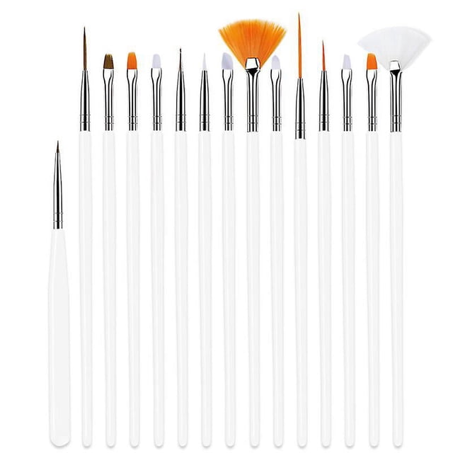 Juego de pinceles para uñas, (blanco), 15 piezas, pinceles para decoración de uñas, pincel acrílico para uñas, para esmalte de uñas, salón de dibujo, manicura, maquillaje artesanal Rojo Verde Cocina, Decoración y Otros