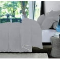 thumbnail image 2 of D.N.G. BEDDINGS Luxurious 5 Piece Pom Pom Half Pinch Pleated Comforter Set, 800 Thread Count, 100% Egyptian Cotton, White Vintage Pom-Pom Fringe Super Soft (Super King Size Solid Silver Color), 2 of 4