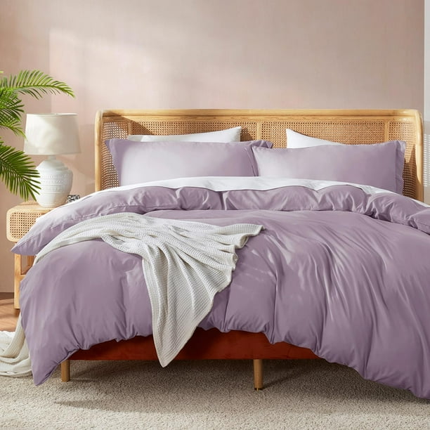 Juego de funda nórdica Nestl Full con relleno - Morado polvoriento, 4 piezas, 80 x 90 cm, funda nórdica y 2 fundas de almohada con edredón alternativo de plumón blanco, ultra suave, para todas las est