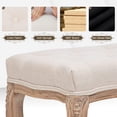 thumbnail image 3 of Foot Stools Ottoman Entryway Bench Vanity Stool Shoe Bench Upholstered Dining Room Bench Foot Rest with Carved Pattern Solid Rubber Wood Legs for Bedroom, Beige, 3 of 4