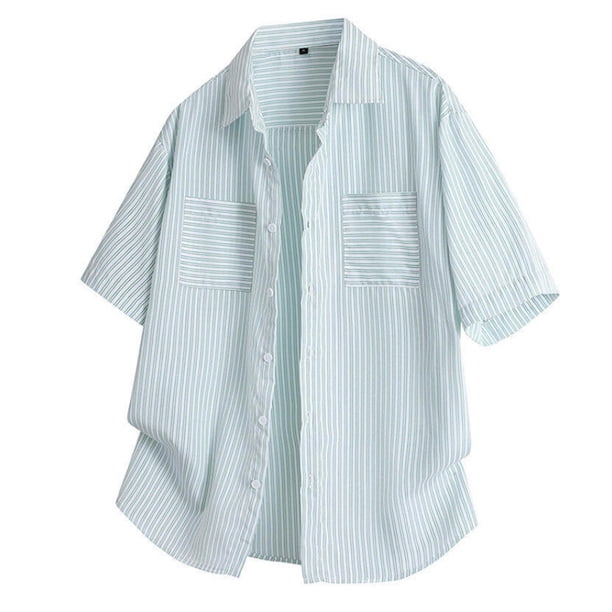 Blusa y camisa de manga corta con cuello vuelto Camisa casual para hombre Camisa de bolos vintage de manga corta Camisas de verano de playa cubana Camisa con botones Blusa para hombre Poliéster