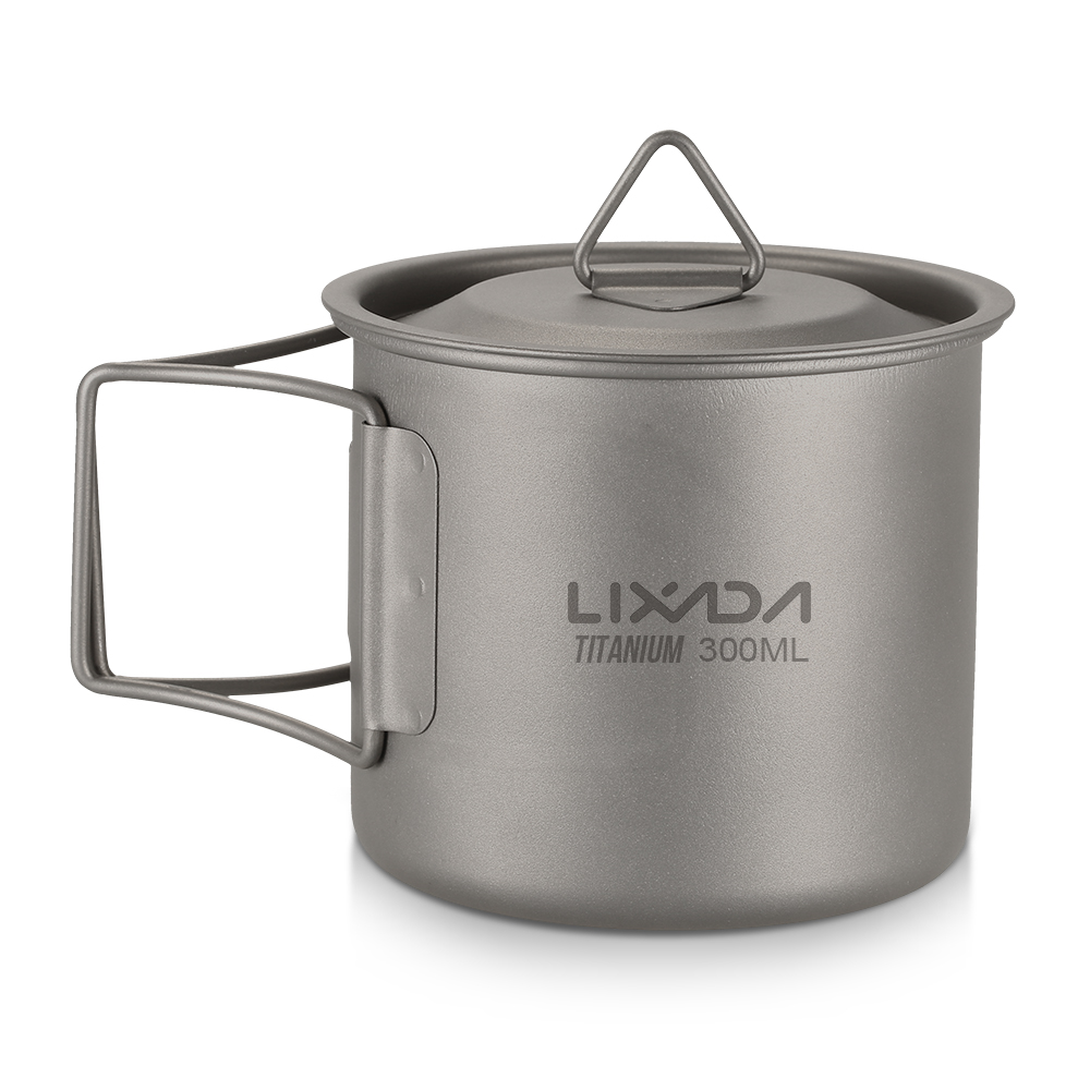 Lixada Ultralight Titanium Cup Outdoor Portable 2PCS Cup Set 300ml 650ml Camping Picnic Water Cup Mug with Foldable Handle - image 2 of 7
