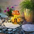 thumbnail image 4 of Estatuas de casa de jardín con forma de hongo Harlier, divertida figura de gnomo de hadas con luces solares, decoración de resina con energía solar para exteriores, adorno para patio, césped, 7.9" de, 4 of 6