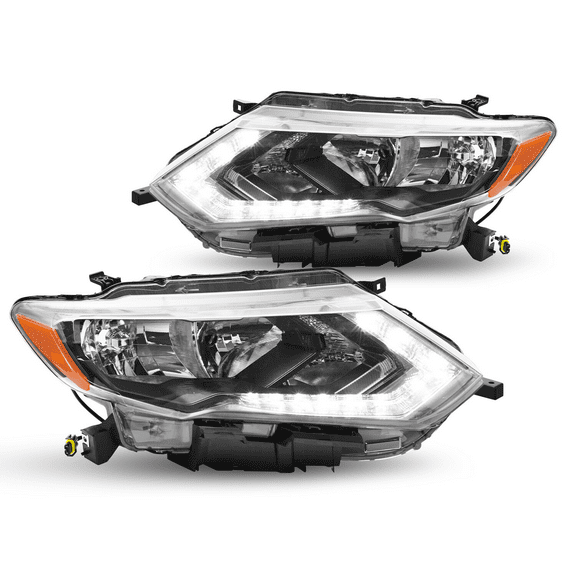 Top Gear Motors 2017–2019 Nissan Rogue Halogen Headlights Assembly Pair with LED DRL Left and Right