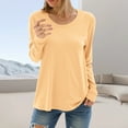 thumbnail image 2 of GEWSEY Women Long Sleeve Shirts Casual Fall Tees Crew Neck Basic Tunic Tops (Khaki, XXXL), 2 of 5
