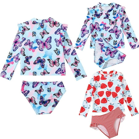 

1-6T Toddler Girls Swimsuit Rashguard Set Summer Beach Breathable Tankini with UPF 50+ Sun Protection