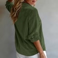 thumbnail image 6 of Edvintorg Womens Tops Dressy Casual Button Down Velvet Shirt Long Sleeve Turndown Collar Blouse Womens Fashion S-2XL Army Green, 6 of 8