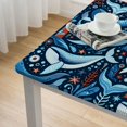 Dvbnli Square Fitted Tablecloth, Ocean Turtle Tropical Fish Washable