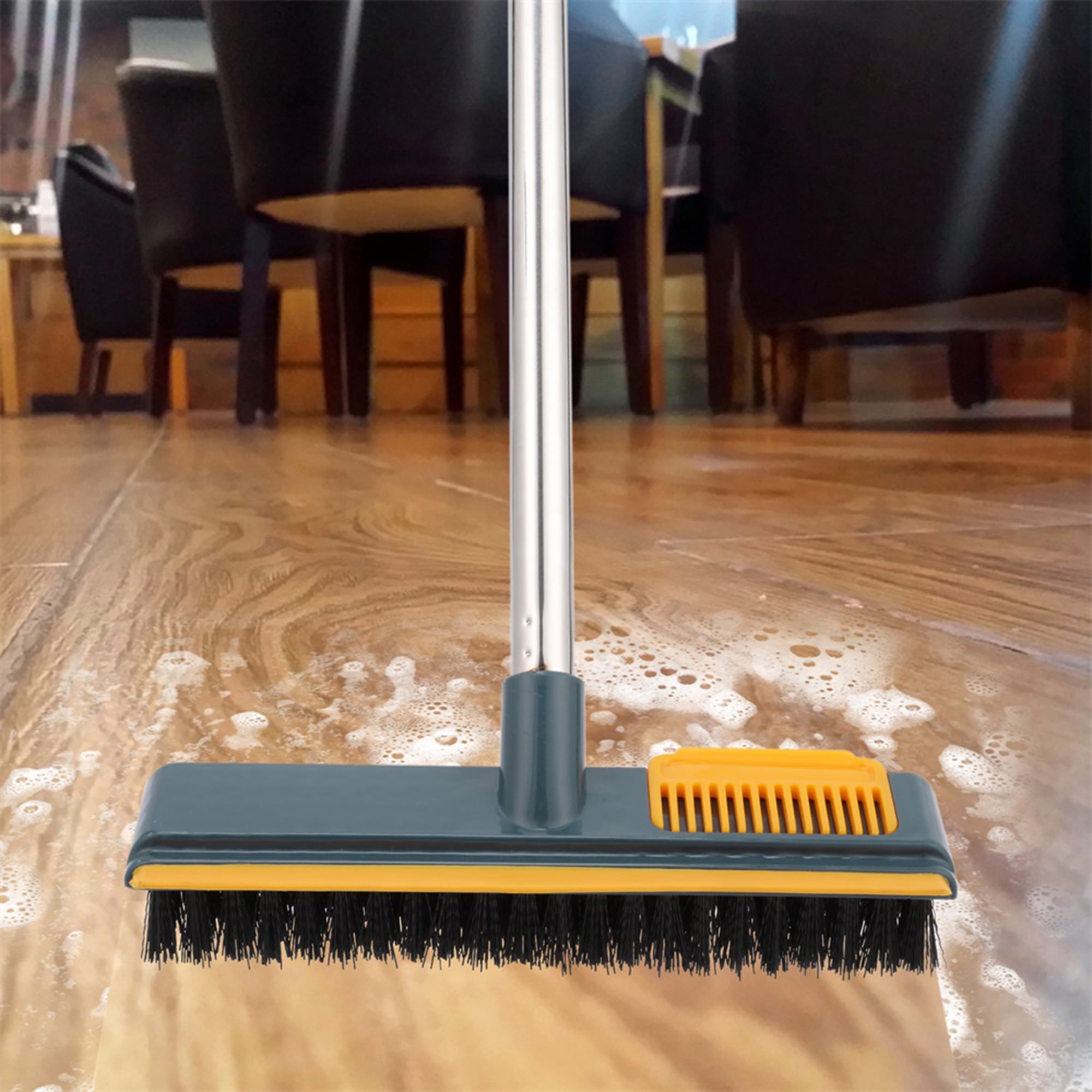 Homilifibra Floor Scrub Brush With Long Handle 58 ,Stiff Brush And  Scrape,Pool Brush,Floor Squeegee,Push Broom,Deck Scrub Brush For Cleaning