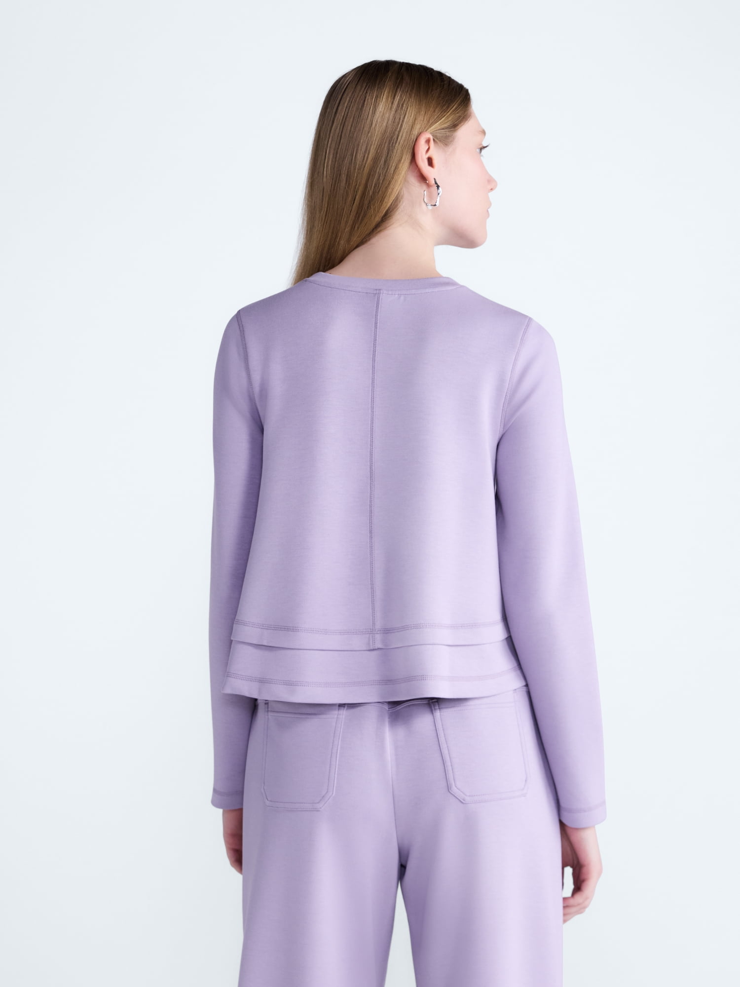 Scoop Women's and Women's Plus Scubaknit Cropped Tiered Top, Sizes XS-4X