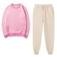thumbnail image 2 of Sweatsuits Two Piece Sets Womens Sweatsuit For Women Solid Color Long Sleeve Round-Neck Sweatshirts Pullover And Adjustable Drawstring Pant Tracksuit Sport Suit Pink M, 2 of 6