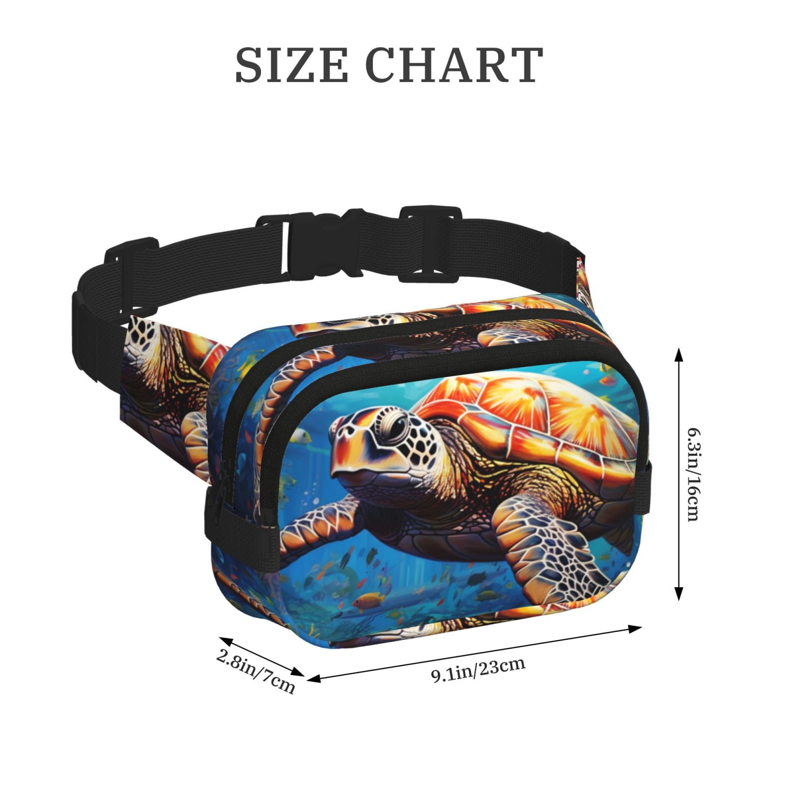 Hirioo Colorful Underwater Sea Turtle for Double Layer Waist Bag Adjustable Fanny Pack For Travel Running Hiking