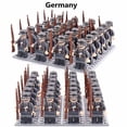 thumbnail image 1 of 24pcs Mini Minifigures Soldiers World War II Countries Corps With Base Plate And 24 Weapons, U.S. Army Soviet Army German Army Italian Army British Army French Army Corps, 1 of 5