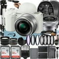 thumbnail image 1 of Sony Alpha ZV-E10 Mirrorless Vlog Camera with 16-50mm Lens + 2 Pack 32GB Memory Card + Flash + Tripod + Backpack + A-Cell Mobility Accessory Bundle (White), 1 of 1