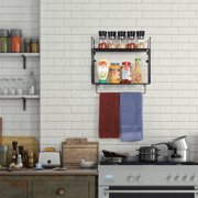 2 Tier Metal Wire Wall Mounted Bathroom Towel Rack with Shelf