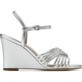 thumbnail image 6 of Cole Haan Jitney Knot Silver Leather Ankle Strap Open Toe Wedge Heeled Sandals (Silver Leather, 5.5), 6 of 6