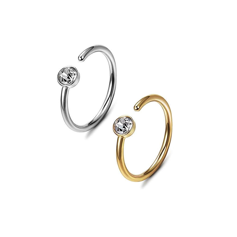 Nose Rings Surgical Steel 20 gauge Body Jewelry Piercing Pack of 2