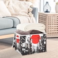 thumbnail image 3 of Yayeee Collapsible Cube Storage Bin with Lid Fabric Closet Decorative Basket with Handles, Black Streets, 3 of 7