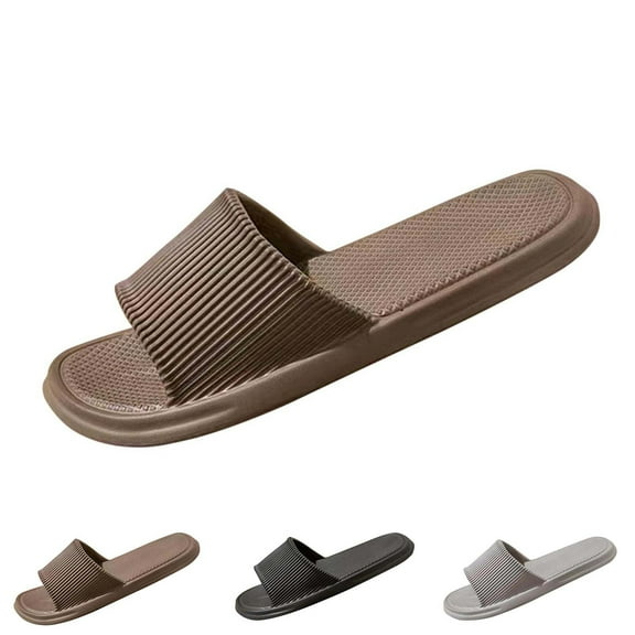 Xfvqtps Shower Shoes for Mens and Womens Non Slip Quick Drying Lightweight Open Toe Bathroom House EVA Slipper Coffee