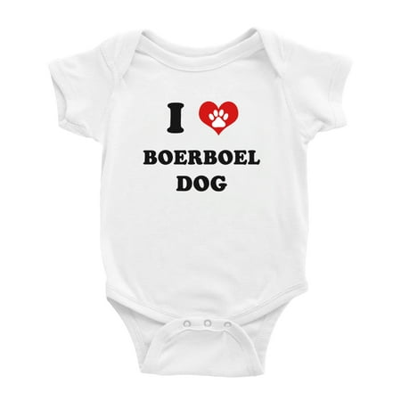 

I Heart Boerboel Dog Funny Cute Baby Bodysuit Romper (White 12-18 Months)