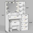 thumbnail image 4 of AOGLLATI Makeup Vanity Set with Lights, Vanity Desk with Mirror and Lights, White Vanity Table with Cushioned Stool, Makeup Desk with Charging Station, Visible Drawers, Open Storage Shelves, 4 of 4