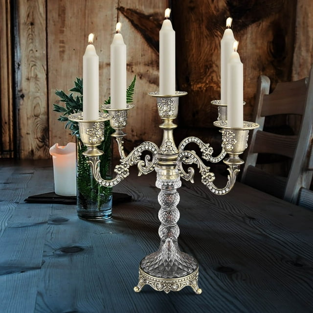 Candelabros de metal de estilo europeo, accesorio para cenas con velas, decoración de mesa vintage para bodas románticas, pieza de exhibición