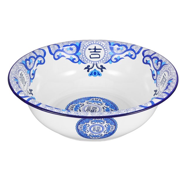 Enamel Bowl Kitchen Large Vintage Enamelware Basin For Washing Vegetables Kneading Dough Serving Soup And Washing