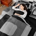 thumbnail image 4 of Homewish Meodern Geometric 7-Piece Twin Bedding Sets,Square Pattern Bedding Comforter Set,Gray Black Sheet Sets For Men Women,Luxury Bedroom Decor Reversible, 4 of 8