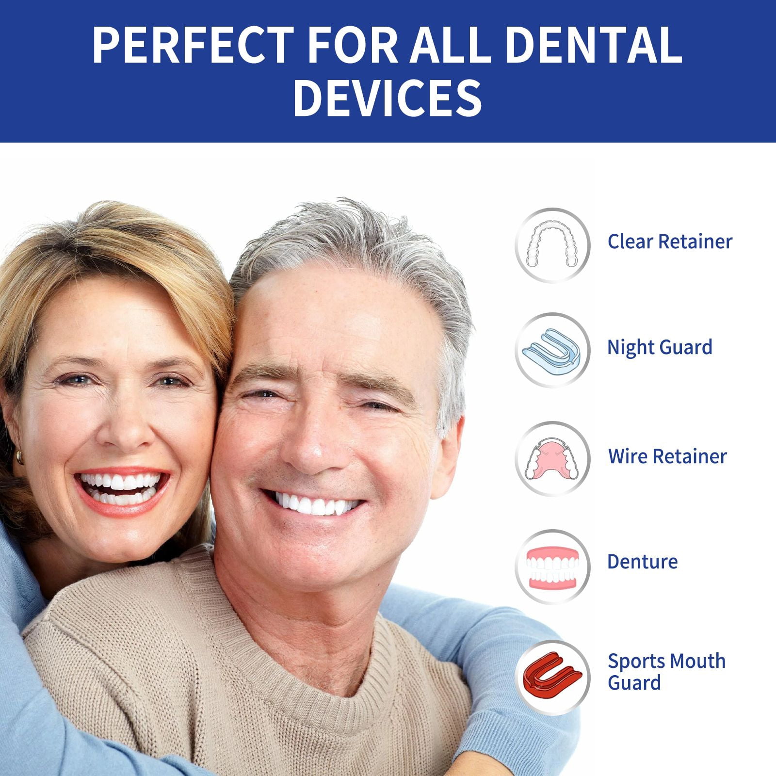 Alvantor Denture Cleaning Tablets for Retainers Aligners Night Guards Removes Odor Plaque Stains Mint Fresh, 100tables