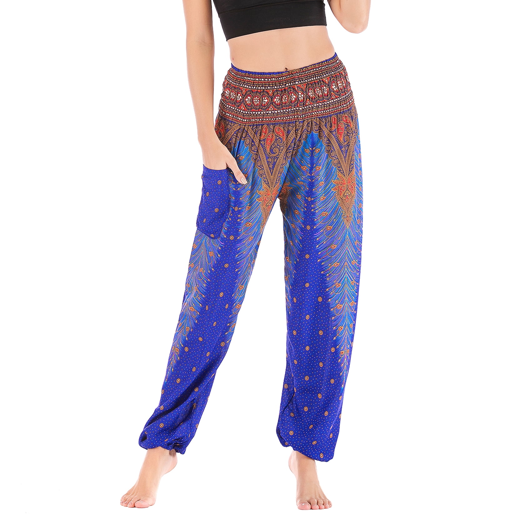 韓国商品/POLYSOOEM HAWAIIAN SUMMER PANTS Defitshape Women's Harem Boho Pants Yoga Hippie Jogger Genie