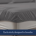 thumbnail image 4 of Color Sense 100% Cotton Percale Single Fitted Bedsheet Cool & Crisp Twin Dark Gray, 4 of 13