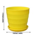 thumbnail image 3 of HengDidi Extra Large Striped Plastic Planter with Saucer Drainage 19x17cm for Flowers Succulents Colorful Indoor Outdoor Home Garden Decor, 3 of 6