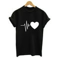 thumbnail image 4 of Dyfzdhu T Shirts for Women Trendy Heart Graphic Print T-Shirt Casual Round Neck Plus Size Summer Top Black, 4 of 8