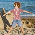 thumbnail image 3 of FORMRS Boys Rash Guard Short Sleeves Swim Shirt Quick Dry UPF 50+ Sun Protection, Sizes 3-12T, Bunny Love Blooms, 3 of 6