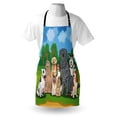thumbnail image 4 of Dog Lover Apron, Repetitive Park Landscape Colorful Friendly Group of Dogs Animals, Unisex Kitchen Bib with Adjustable Neck for Cooking Gardening, Adult Size, Azure Blue Almond Green, by Ambesonne, 4 of 4