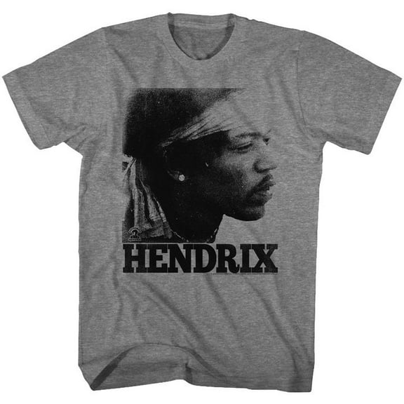 Jimi Hendrix Vintage Face Graphite Heather Adult T-Shirt 5Xl