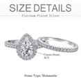 thumbnail image 5 of Solitaire Brilliance 2Ct Pear Moissanite Teardrop Halo Bridal Ring Set - 925 Sterling Silver, 5 of 7