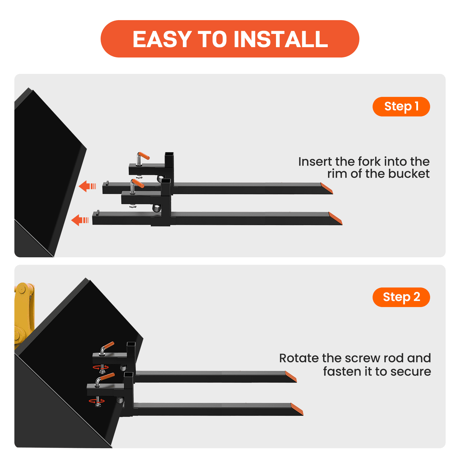 60 Inch Clamp on Pallet Forks, 4000lbs Capacity Heavy Duty Quick Attach