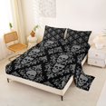 thumbnail image 2 of Homewish Gothic Horror Skull Bed Sheets,Victorian Damask Full Size Sheets,Happy Halloween Bed Set,4pcs,1 Flat Sheet, 1 Fitted Sheet and 2 Pillowcases, 2 of 6