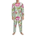 thumbnail image 4 of Kll Vintage Wood Background With Floral Sleepwear Mens Flannel Pajamas,Long Cotton Pj Set, 4 of 9